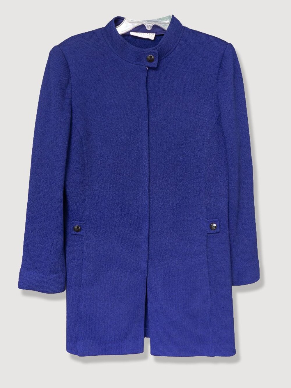St John Collection Jacket Cobalt Blue Santana Knit HIgh Neck Power Suit Coat